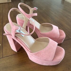 Steve Madden Blush Pink Suede Platform Block Heels